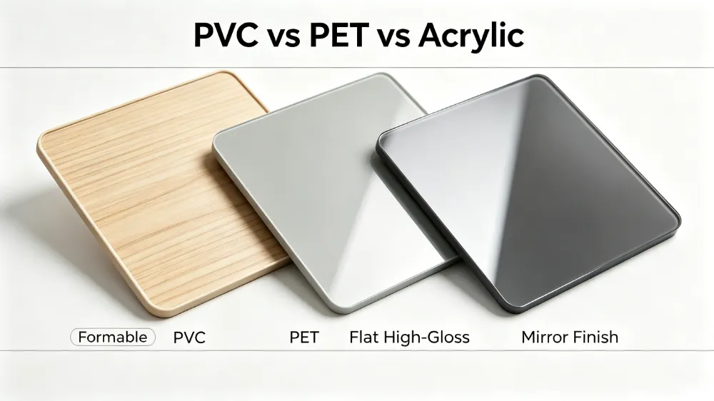 PVC, PET and acrylic veneers